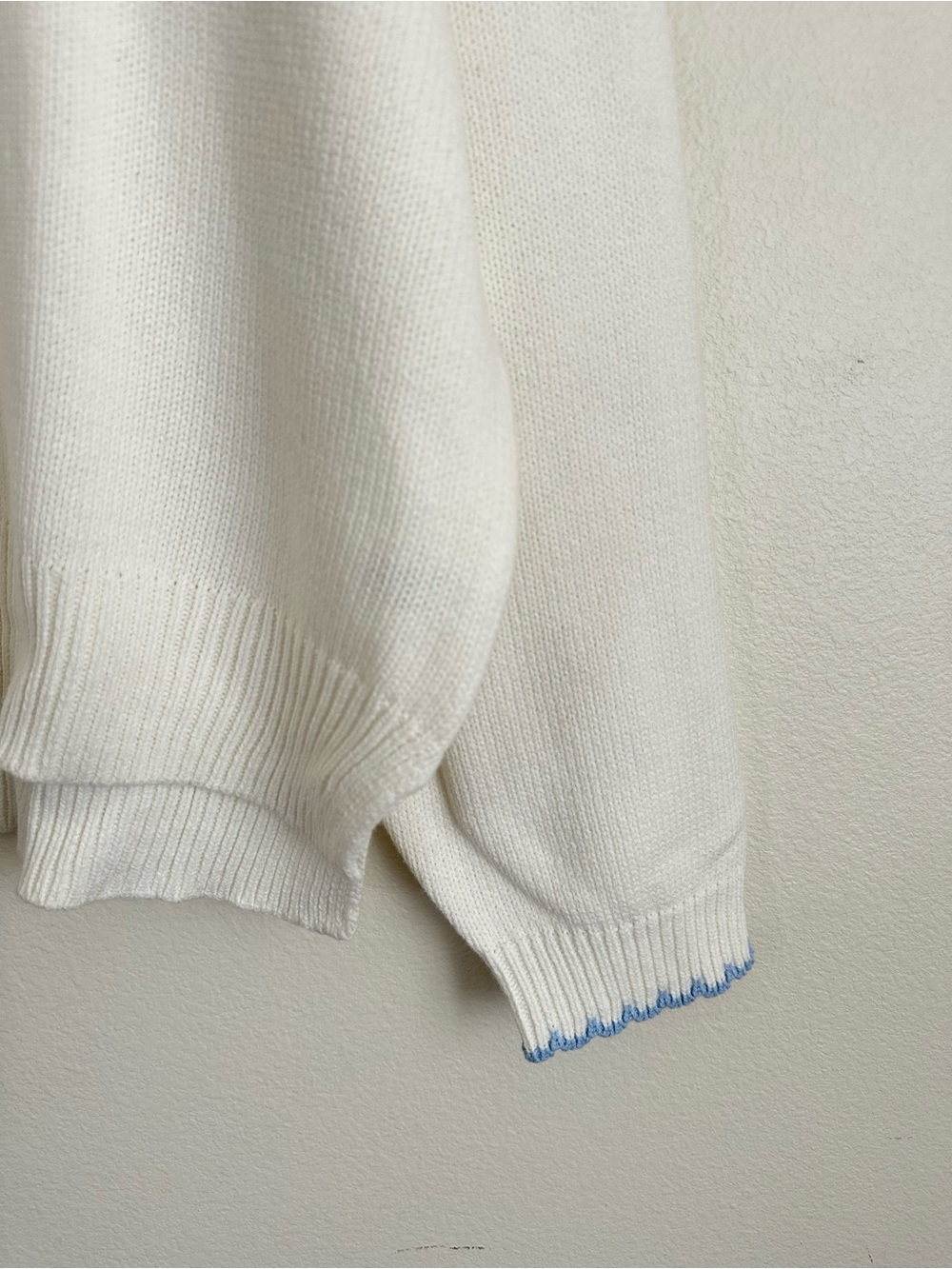NWOT SoHo & Stella Cream Knit Sweater with Pink & Blue Flag Motif - Picture 3 of 4